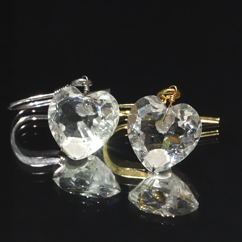 ピアス　グリーンアメジスト　ハートカット型　フック型　ステンレス製  [co-g2225]