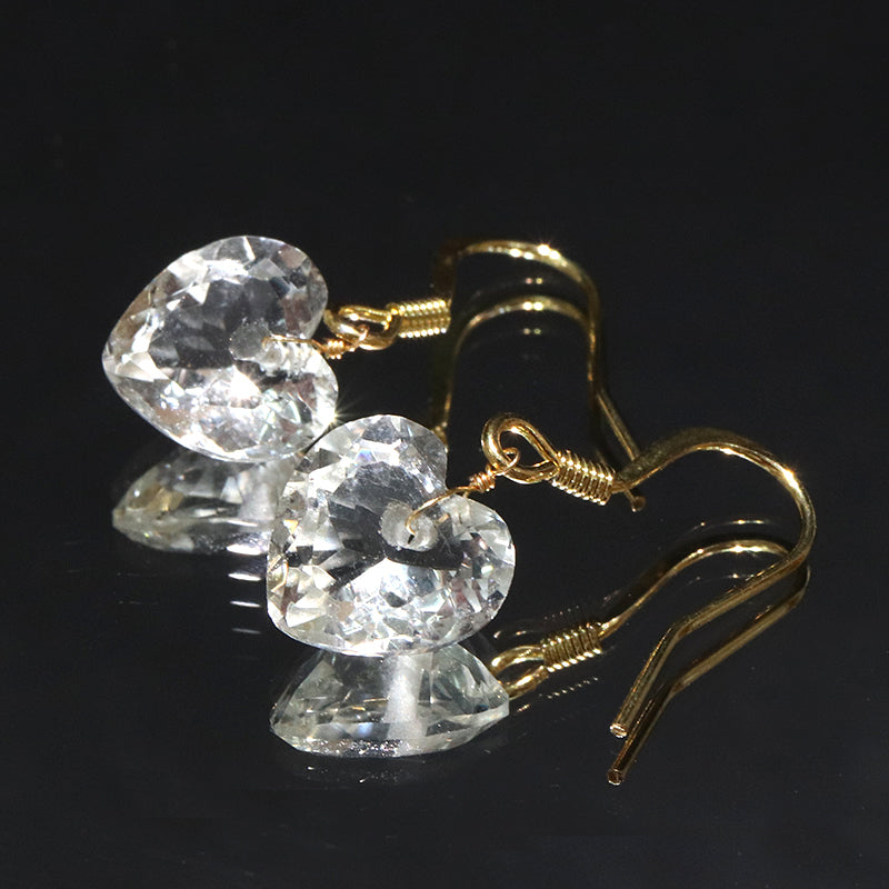 ピアス　グリーンアメジスト　ハートカット型　フック型　ステンレス製  [co-g2225]