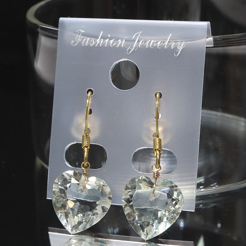 ピアス　グリーンアメジスト　ハートカット型　フック型　ステンレス製  [co-g2225]