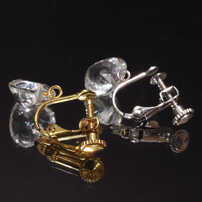 イヤリング　グリーンアメジスト　ハートカット型　ネジバネ式　ステンレス製  [co-g2226]