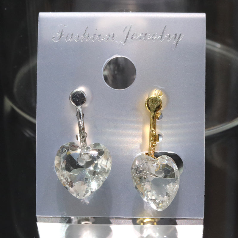 イヤリング　グリーンアメジスト　ハートカット型　ネジバネ式　ステンレス製  [co-g2226]