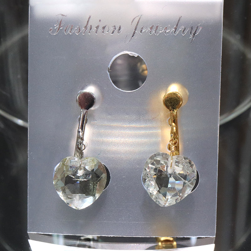 イヤリング　グリーンアメジスト　ハートカット型　ネジバネ式　ステンレス製  [co-g2226]