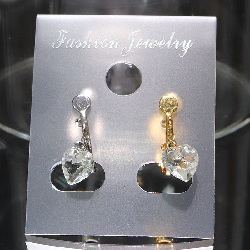 イヤリング　グリーンアメジスト　ハートカット型　ネジバネ式　ステンレス製  [co-g2226]