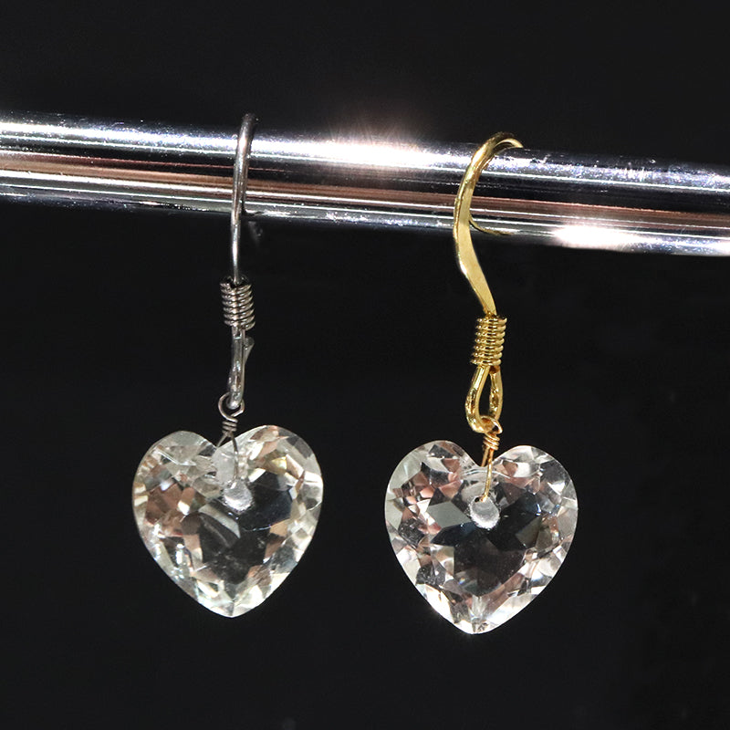 ピアス　グリーンアメジスト　ハートカット型　フック型　ステンレス製  [co-g2225]