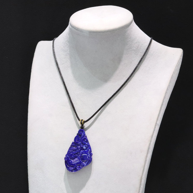 ネックレス　ラピスラズリ＜アフガニスタン産＞　ヒキュウ×如意　約60cm  [co-g2223]