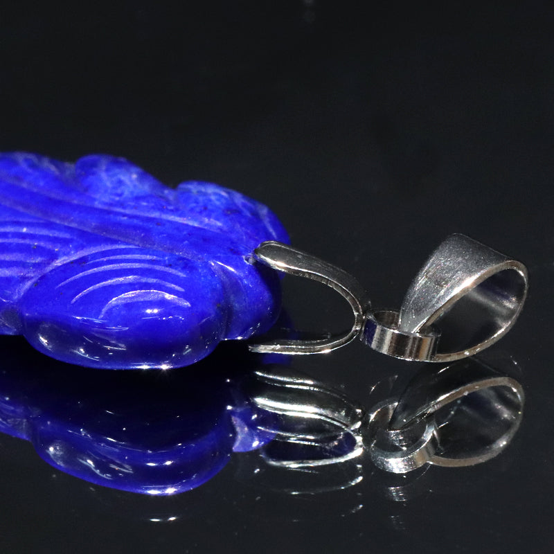 ペンダントトップ　ラピスラズリ＜アフガニスタン産＞　葉っぱ　ステンレス製　シルバー　ランダム発送  [ac-g0261]