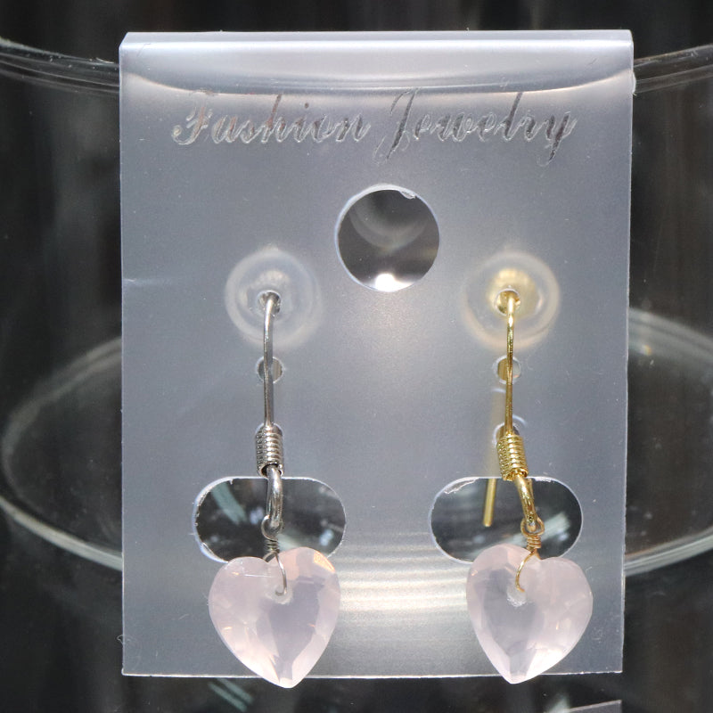 ピアス　ローズクォーツ　ハートカット型　フック型　ステンレス製  [co-g2233]