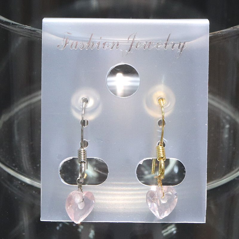 ピアス　ローズクォーツ　ハートカット型　フック型　ステンレス製  [co-g2233]