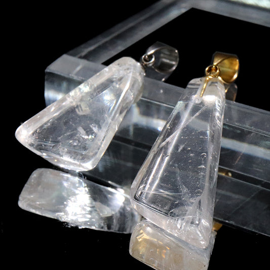 ペンダントトップ　ロッククリスタル＜マダガスカル産＞　原石(ポリッシュ)　ステンレス製　ランダム発送 [co-g2236]