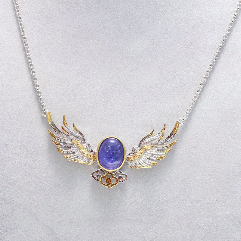 ネックレス　タンザナイト　天使の羽　タンザニア産　silver925  [co-g0321]