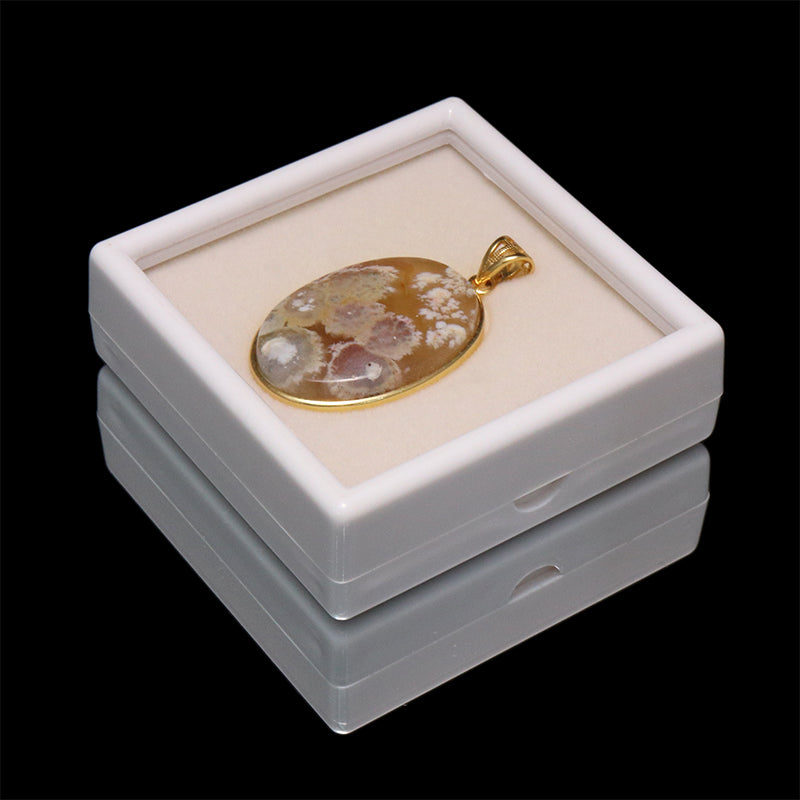 【割引不可】ペンダントトップ　エンジェルフェザーアゲート＜インドネシア産＞　オーバルカット　約18～23×30～33mm　Silver925　ゴールド  [co-g2281]