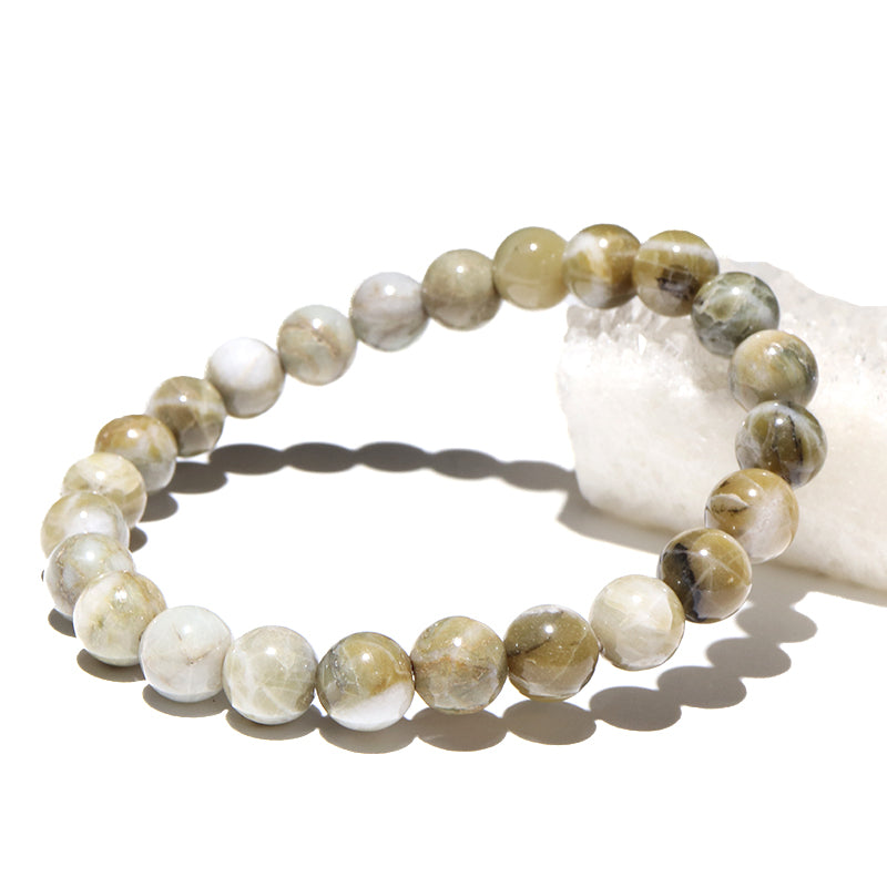 [Japanese Famous Stone] Bracelet Yamato Yoshino Stone <Nara Prefecture> Green Round [br-g8129]