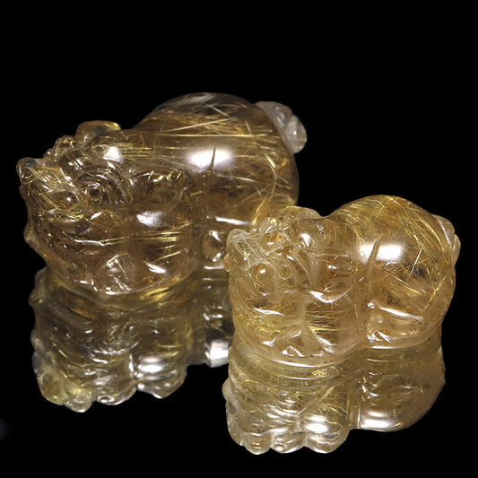 彫り物　ゴールドルチル＜ブラジル産＞　ヒキュウ　約横19～28×縦31～43×高16～21mm [co-g3341]