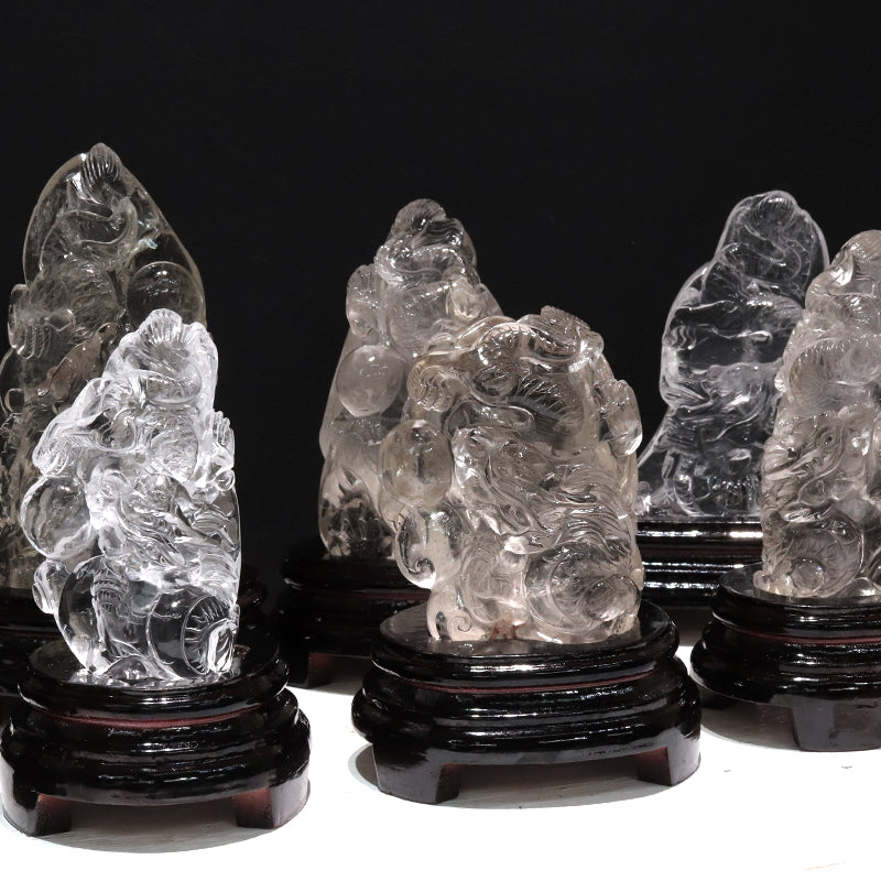 【動画】【一点物】彫り物　水晶　龍　ブラジル産　台付き　全12種類　 [co-g2279]