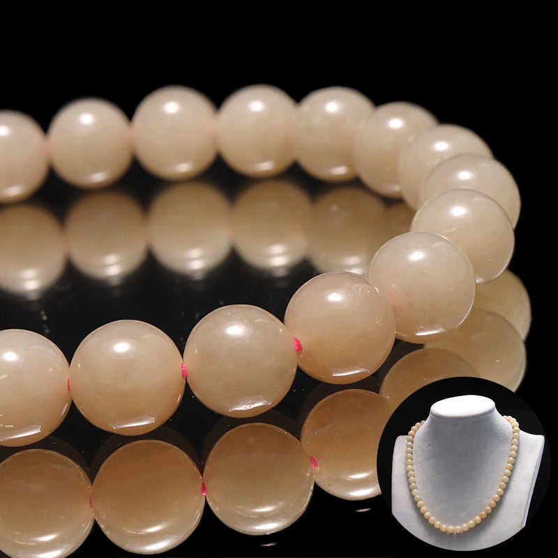 ネックレス　和田玉＜中国産＞　エクルベージュ　丸　約7.5mm [co-g0396]