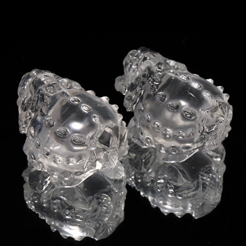水晶＜ブラジル産＞　龍亀(ロングイ)　彫り物　約横28～30×縦37～39×高22～23mm [co-g3378]