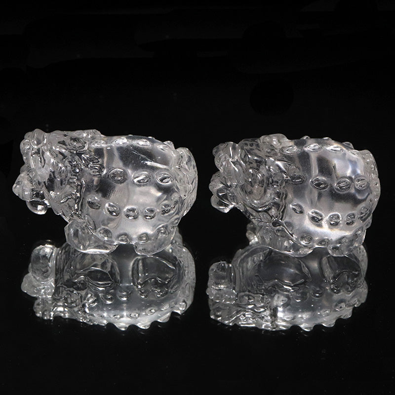 水晶＜ブラジル産＞　龍亀(ロングイ)　彫り物　約横28～30×縦37～39×高22～23mm [co-g3378]