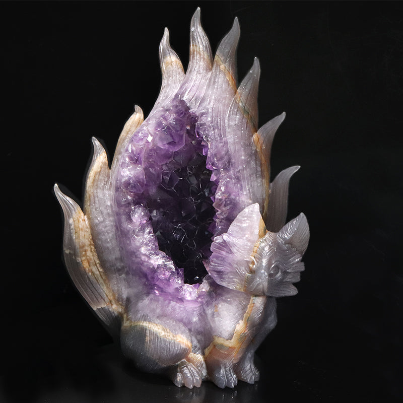 九尾　九尾の狐　カービング　ドリームアメジスト　ドリアメ　月　星　天然石 天然石 l 九尾の狐 – 天然石卸ストーンクラブ