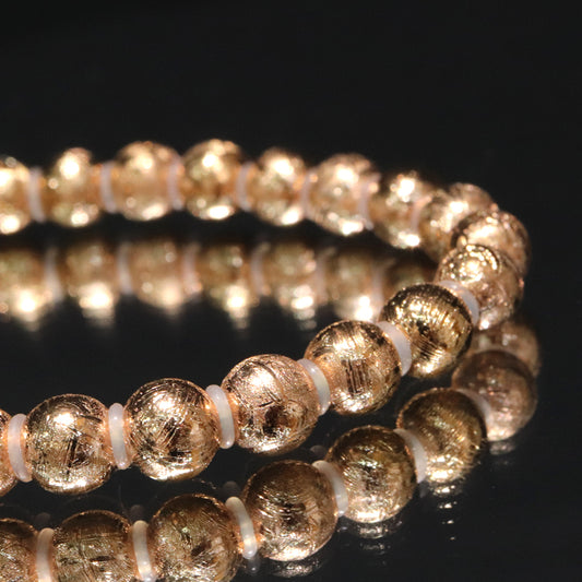 ギベオン　ゴールド＜ナミビア産＞　ブレス　丸約6mm　証明書付き  [co-g2311]