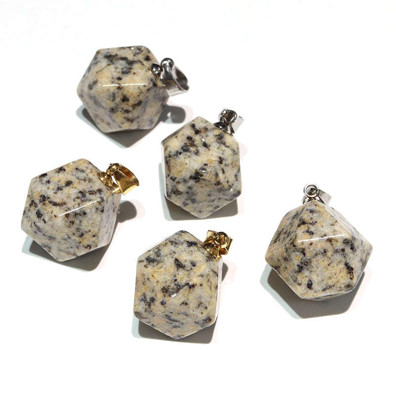 【日本銘石】14面体　約14～16mm　ペンダントトップ　ステンレス製  [co-g2314]