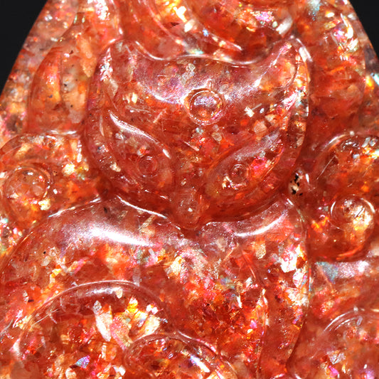 ペンダントトップ　サンストーン＜タンザニア産＞　九尾の狐　K18 ゴールド  [co-g2316]