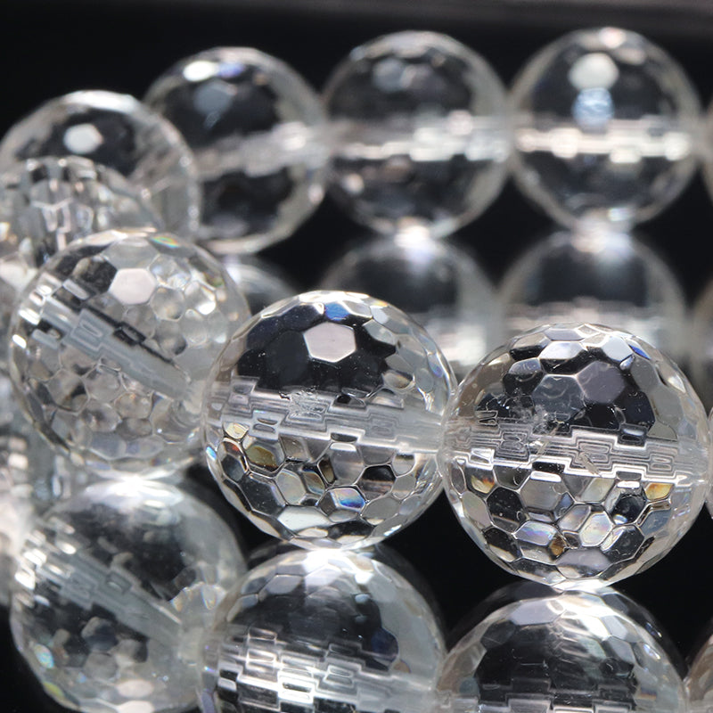 ブレス　天然水晶＜ブラジル産＞　山梨研磨　128面ハンドカット　約14mm  [co-g1427]