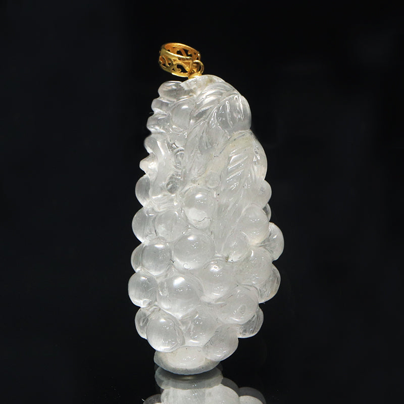 【一点物】ペンダントトップ　ニードルイントパーズ＜ブラジル産＞　蒲萄(ぶどう)　約16mm×約31mm　K18　ゴールド [co-g1437]