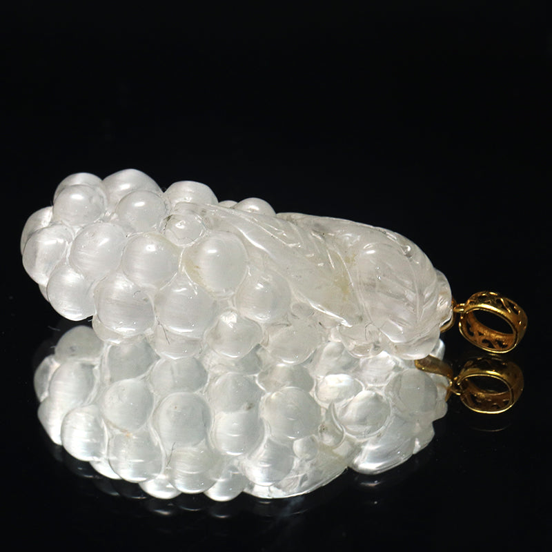 【一点物】ペンダントトップ　ニードルイントパーズ＜ブラジル産＞　蒲萄(ぶどう)　約16mm×約31mm　K18　ゴールド [co-g1437]