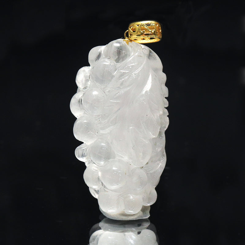 【一点物】ペンダントトップ　ニードルイントパーズ＜ブラジル産＞　蒲萄(ぶどう)　約13mm×約23mm　K18　ゴールド [co-g1436]