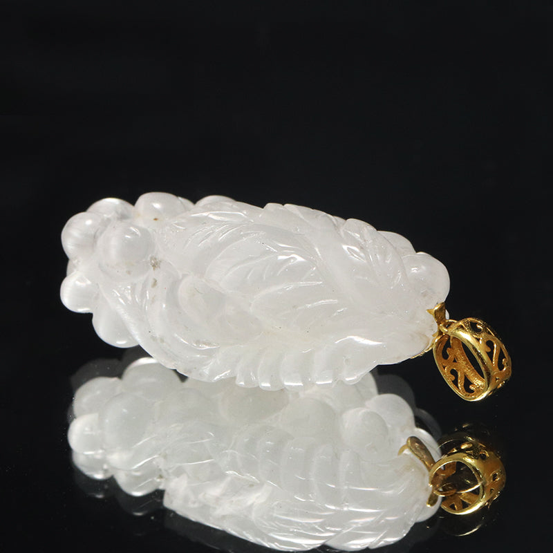 【一点物】ペンダントトップ　ニードルイントパーズ＜ブラジル産＞　蒲萄(ぶどう)　約13mm×約23mm　K18　ゴールド [co-g1436]