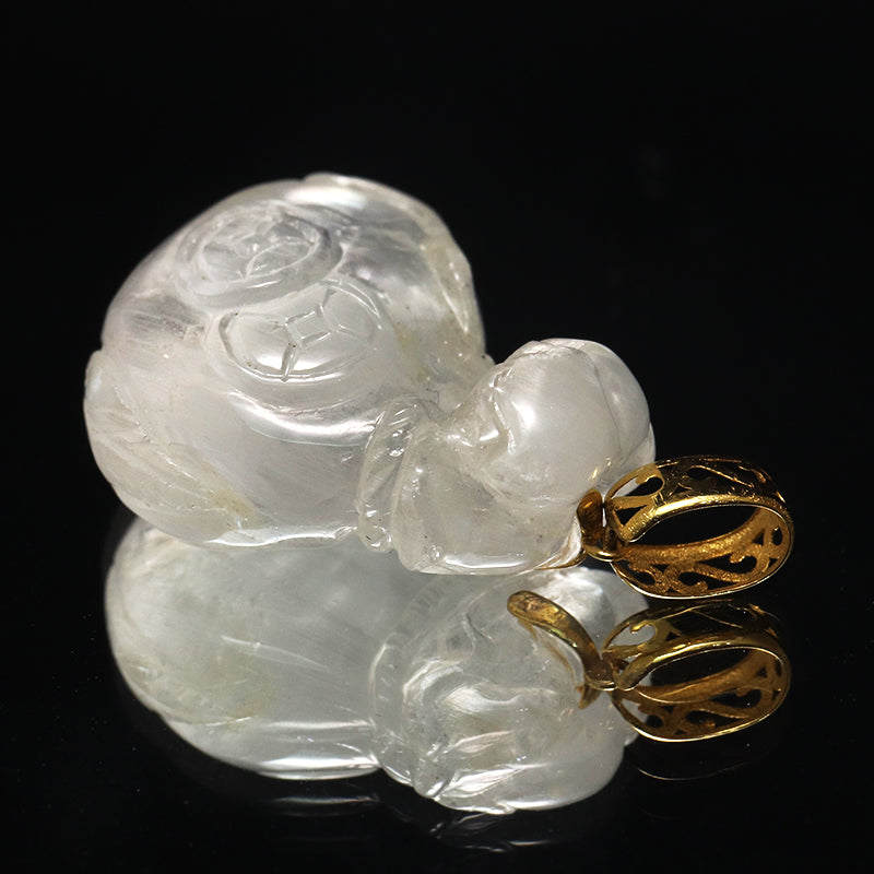 【一点物】ペンダントトップ　ニードルイントパーズ＜ブラジル産＞　宝袋×古銭　約17mm×約21mm　K18　ゴールド [co-g1439]