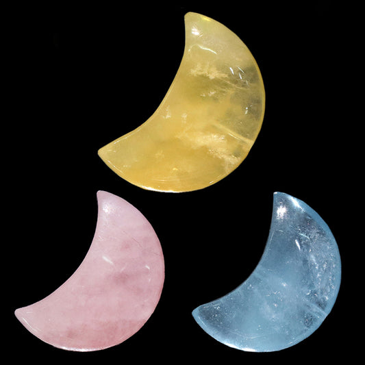 月型パーツ　アクアマリン　モルガナイト　ヘリオドール　スター　穴あり　ブラジル産  [co-g2331]