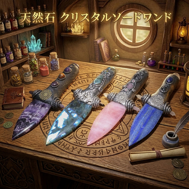天然石　クリスタルソードワンド　幅約5.6～11.2×長さ約27～28cm　全10種 [co-g2816]