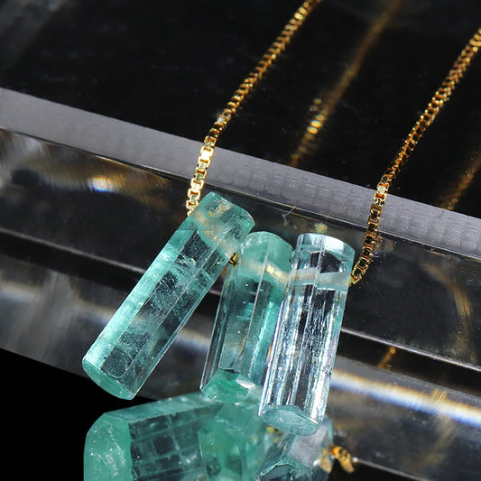 アクアマリン　スティック・バー型　約5～30×3～6mm　穴あき　ペンダントトップ [co-g3456]