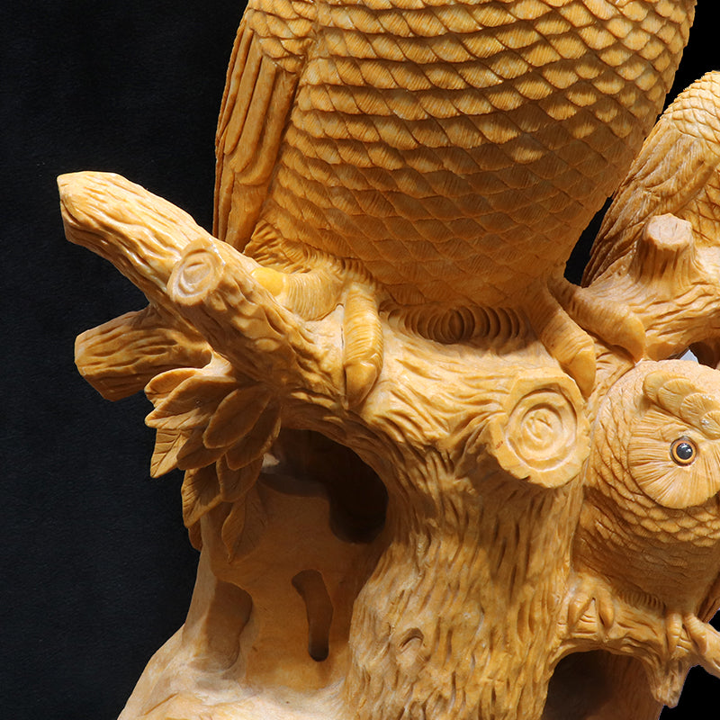 【動画】黄玉(イエロージャスパー)＜中国産＞　フクロウ　彫物　約33×31×86cm  [co-g2349]