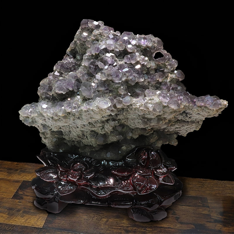 【一点物】【動画】バイカラーフローライト＜中国産＞　クラスター　台座付き [co-g2350]