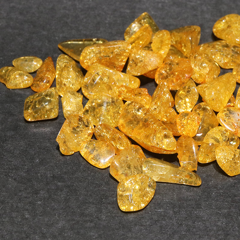 砾石，爆炸石英，裂纹石英，约 7 毫米至 12 毫米，黄色，约 1 千克 [gr-g1088]