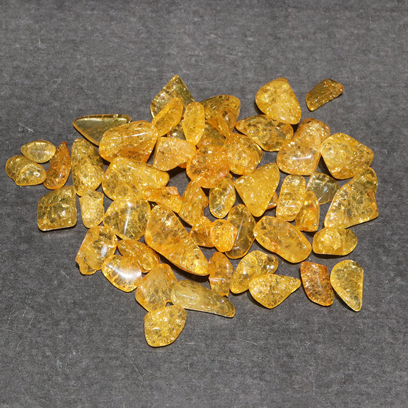 砾石，爆炸石英，裂纹石英，约 7 毫米至 12 毫米，黄色，约 1 千克 [gr-g1088]