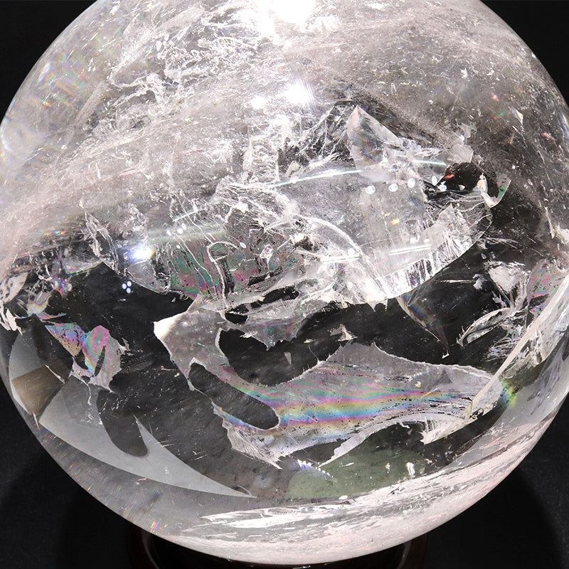 【一点物】【動画】天然水晶　虹入り＜ブラジル産＞　約230mm　丸玉  [co-g2351]