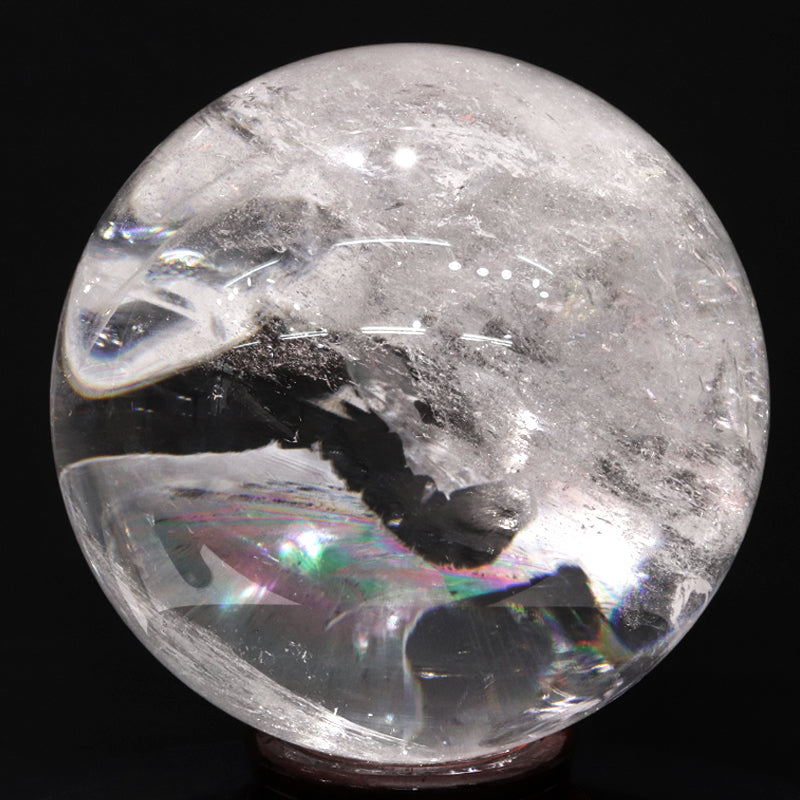 【一点物】【動画】天然水晶　虹入り＜ブラジル産＞　約230mm　丸玉  [co-g2351]