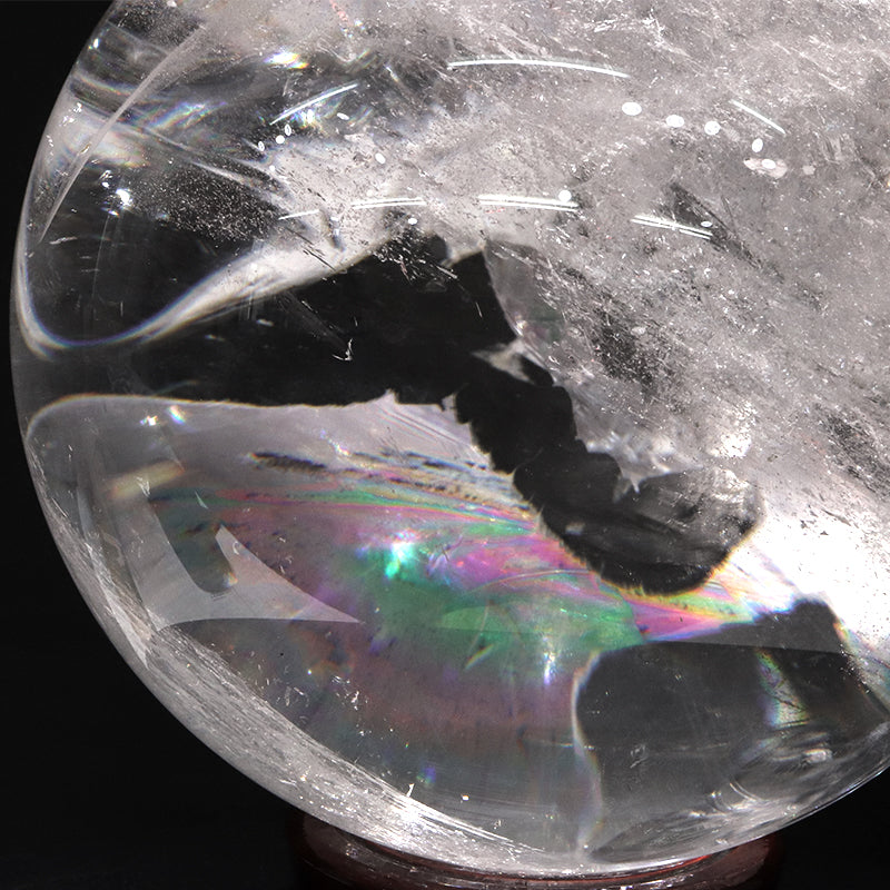 【一点物】【動画】天然水晶　虹入り＜ブラジル産＞　約230mm　丸玉  [co-g2351]