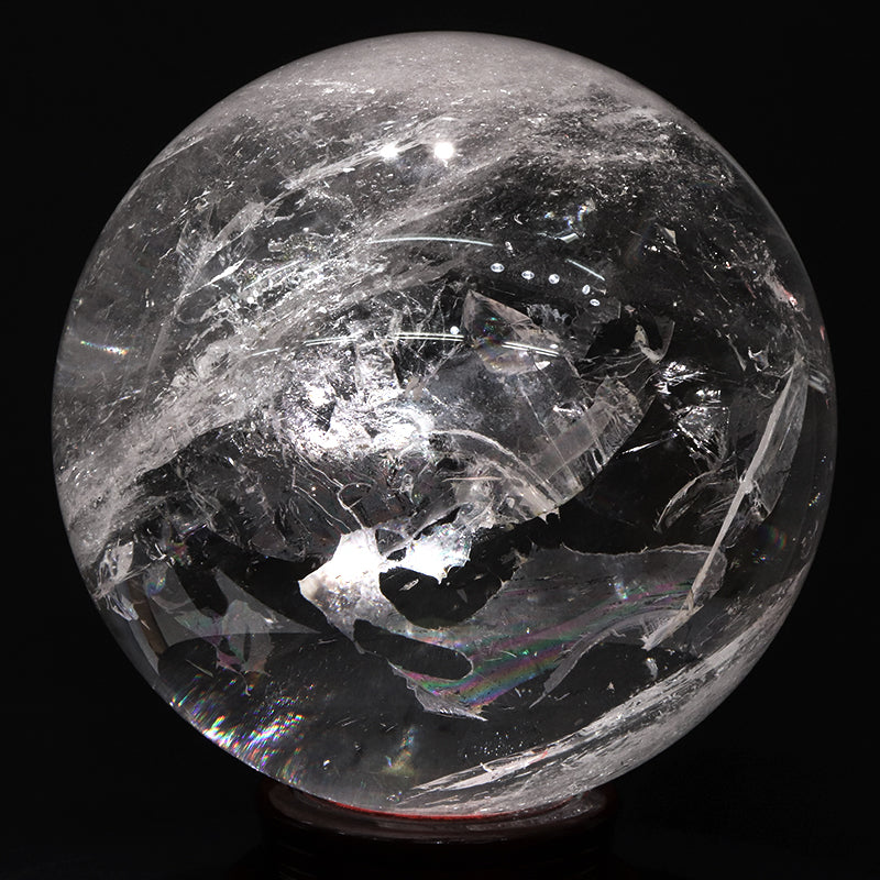 【一点物】【動画】天然水晶　虹入り＜ブラジル産＞　約230mm　丸玉  [co-g2351]