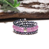 Shape Memory Ring, Terahertz and Natural Stone Gradient, with K18 Mirror Ball, Made in Japan [co-g0524]