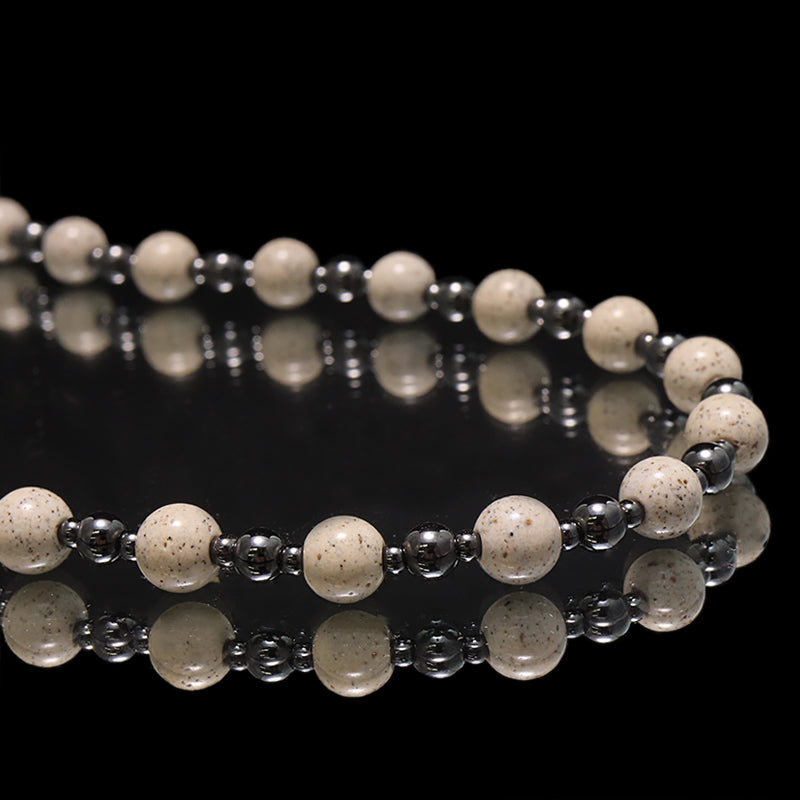 北投石ネックレス茶50センチシルバー金具NO25-2417