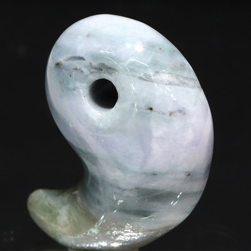 【日本銘石】糸魚川翡翠　ブルー＜新潟県/糸魚川市産＞　勾玉　約29mm　証明書付き [co-g2367]