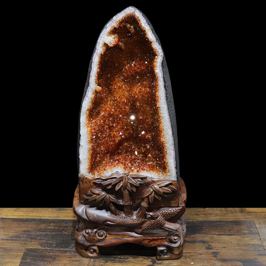 【一点物】【動画】シトリン＜ブラジル産＞　ドーム　2種類　台付き  [co-g2396]