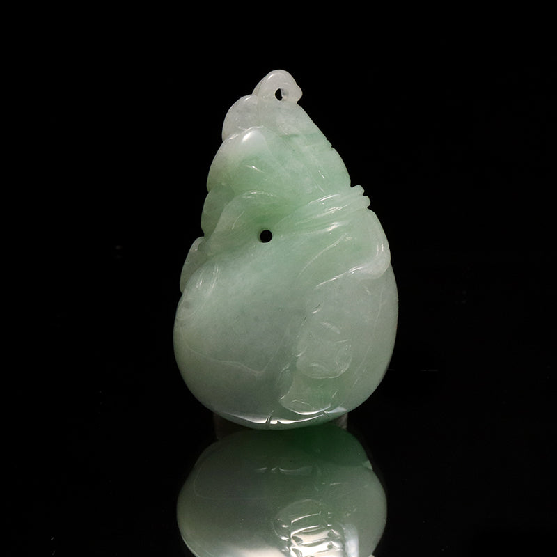 本翡翠＜ミャンマー産＞　金袋　約20×33mm　穴あり　ペンダントトップ [co-g2863]