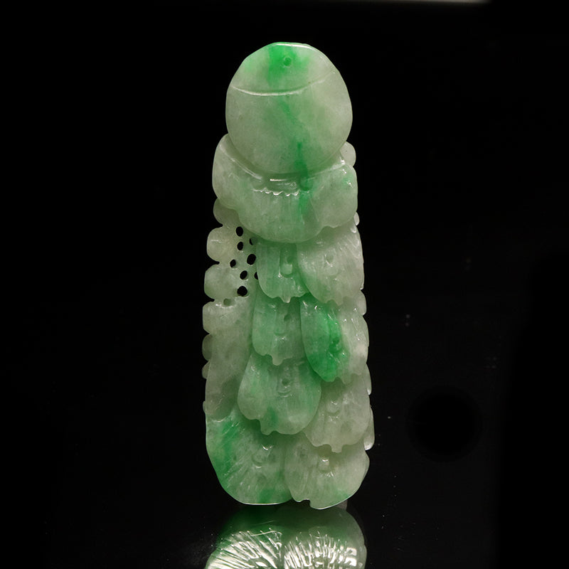 本翡翠＜ミャンマー産＞　鳳凰　約18×55mm　穴あり　ペンダントトップ [co-g2865]