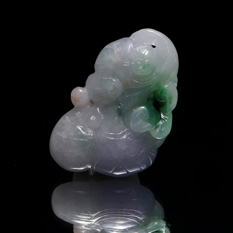 本翡翠＜ミャンマー産＞　如意　約20×33mm　穴あり　ペンダントトップ [co-g2862]