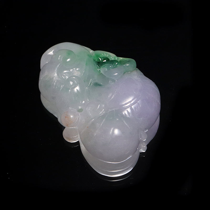 本翡翠＜ミャンマー産＞　如意　約20×33mm　穴あり　ペンダントトップ [co-g2862]